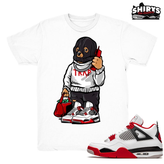Fire Red Shirt Trap Bear Match Retro Fire Red OG White