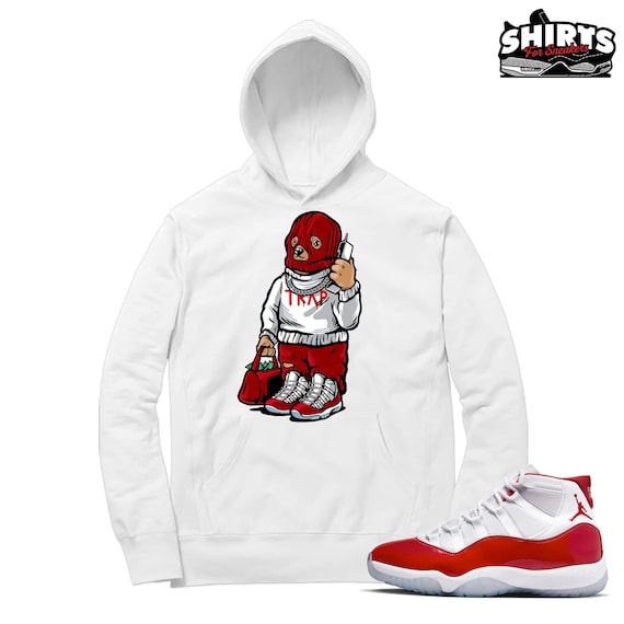 Cherry 11 Hoodie Trap Bear Match Retro 11 Cherry White Hooded
