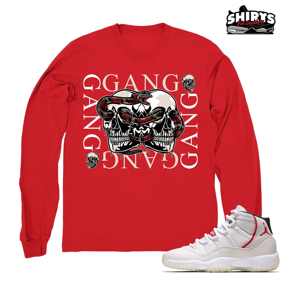 Platinum 11 Shirt Gang Gang Retro 11 Platinum Tint Red Long Sleeve Tee
