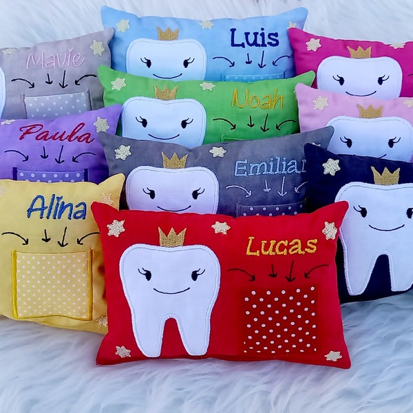 Kissen personalisiert | Kissen mit Namen | Zahnfeekissen | Sterne | Mädchen | Junge | Zähne | Zahnfee | Geschenk