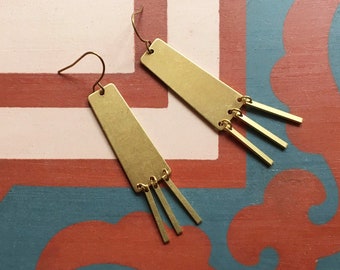 Geometric brass earrings