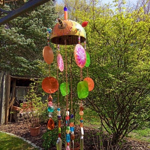 Klangspiel 'Tous les sens', Windspiel, Mobile, Sonnenfänger, Suncatcher, Silberbesteck, Kokosschale