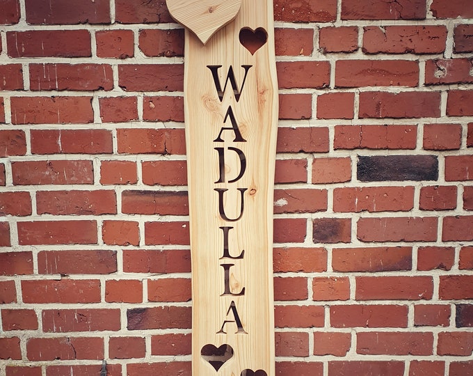 Featured listing image: Personalized wooden welcome sign | Wedding gift | Outdoor decoration | Wooden front door stele | Handmade | Wooden wedding
