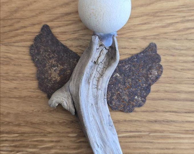 Guardian angel made of driftwood, baptism gift, driver's license, driftwood gift tag, lucky charm, small birth gift, tree decoration