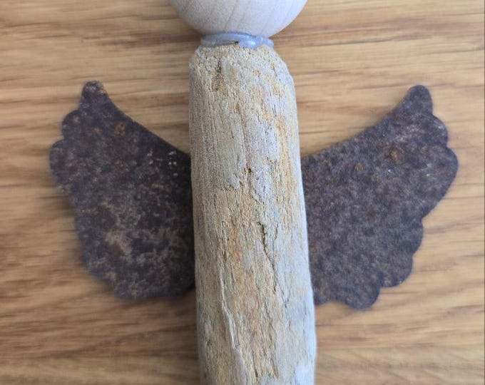 Guardian angel made of driftwood, baptism gift, driver's license, driftwood gift tag, lucky charm, small birth gift, tree decoration