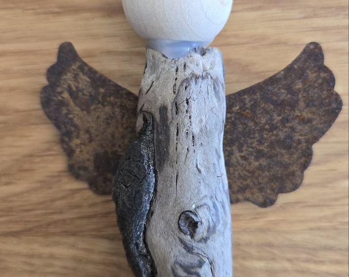 Guardian angel made of driftwood, baptism gift, driver's license, driftwood gift tag, lucky charm, small birth gift, tree decoration