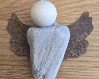 Guardian angel made of driftwood, gift for baptism, birth, gift tag driftwood, lucky charm, small gift name, tree decoration, angel