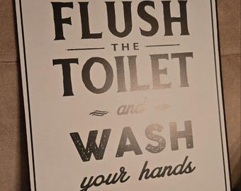 Metal sign with print "Flush the Toilet", housewarming gift, moving, funny decoration toilet, guest toilet, decoration toilet, guest toilet