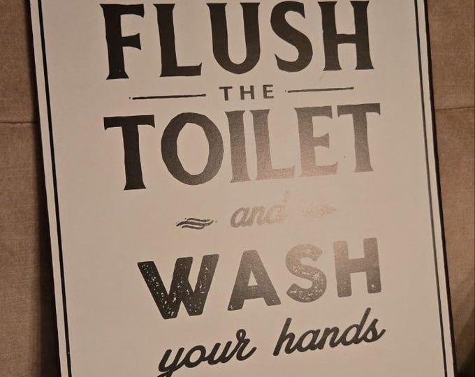 Metal sign with print "Flush the Toilet", housewarming gift, moving, funny decoration toilet, guest toilet, decoration toilet, guest toilet
