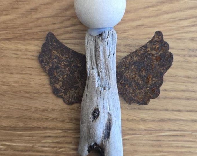 Guardian angel made of driftwood, baptism gift, driver's license, driftwood gift tag, lucky charm, small birth gift, tree decoration