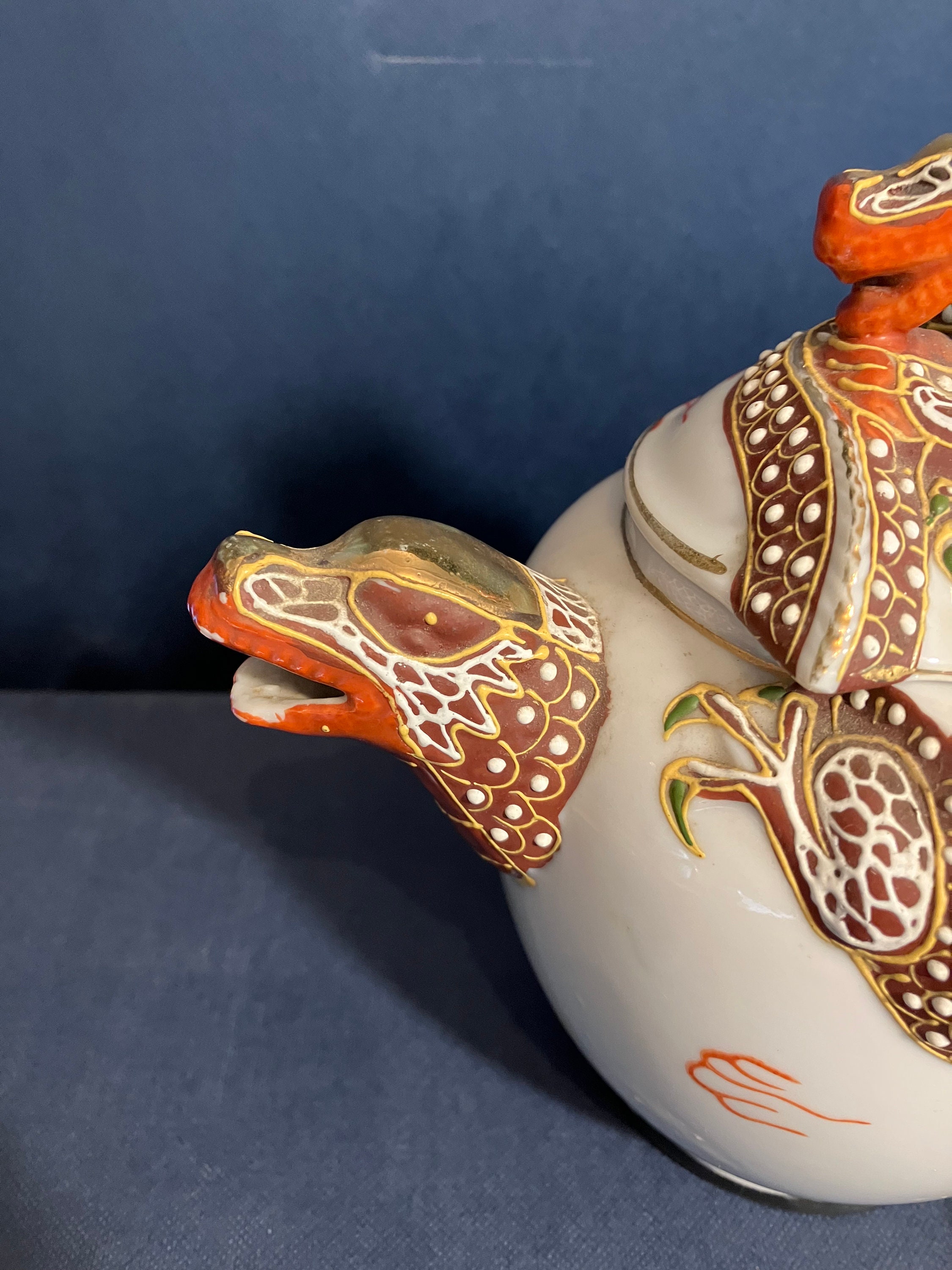 Japanese Moriage Dragon Teapot & Cup/ Saucer - Etsy