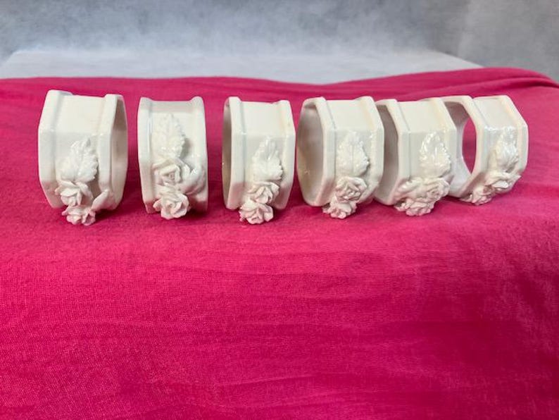6 White Bone China Napkin Rings Etsy Australia