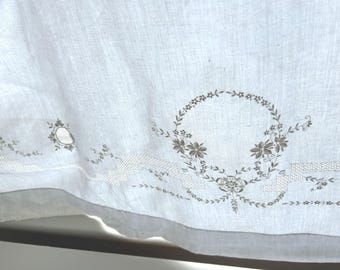 Large pure cotton embroidered curtain or sheet