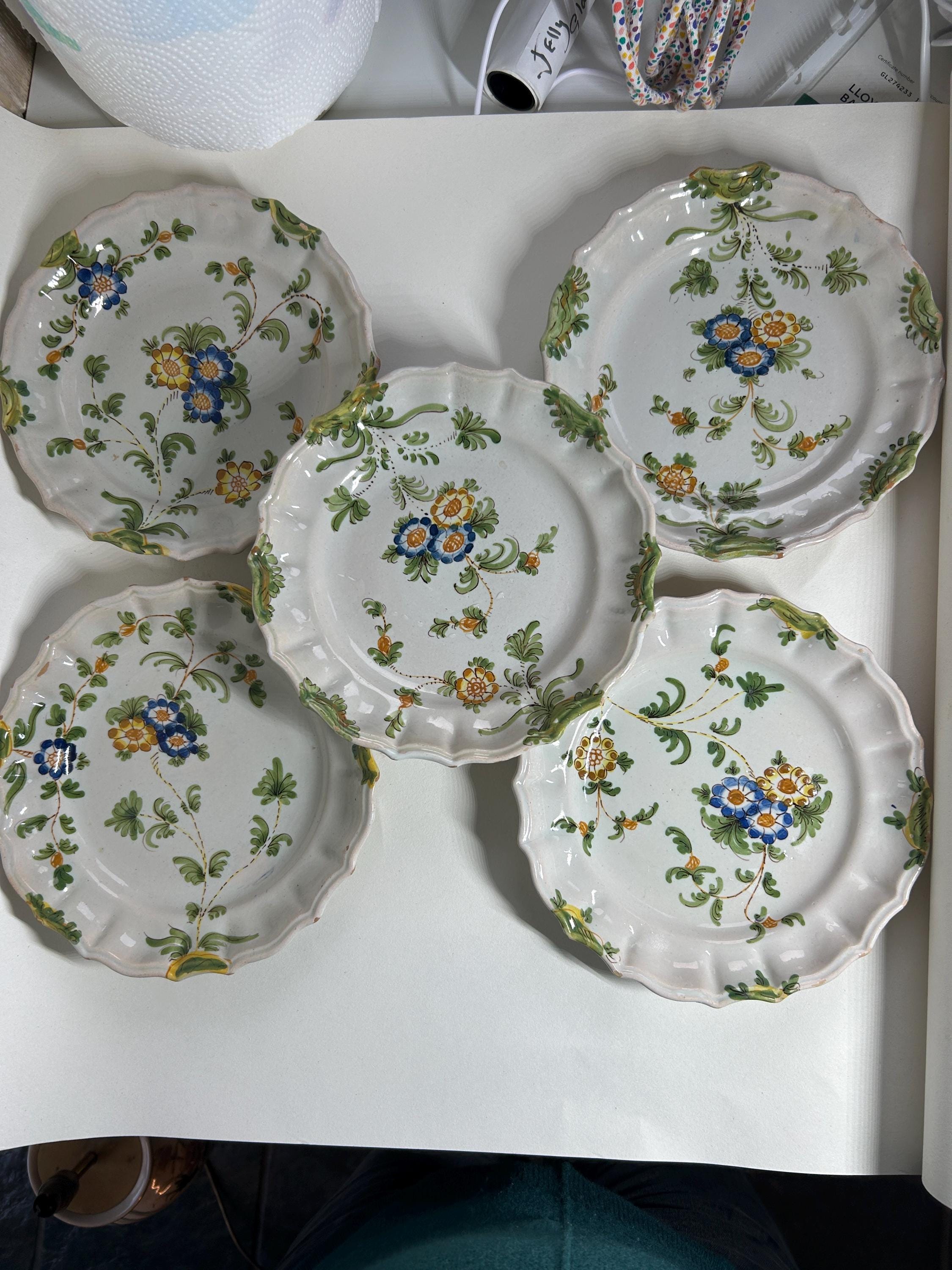 Antique Floral Majolica Cantagalli - 5 Plates - Etsy