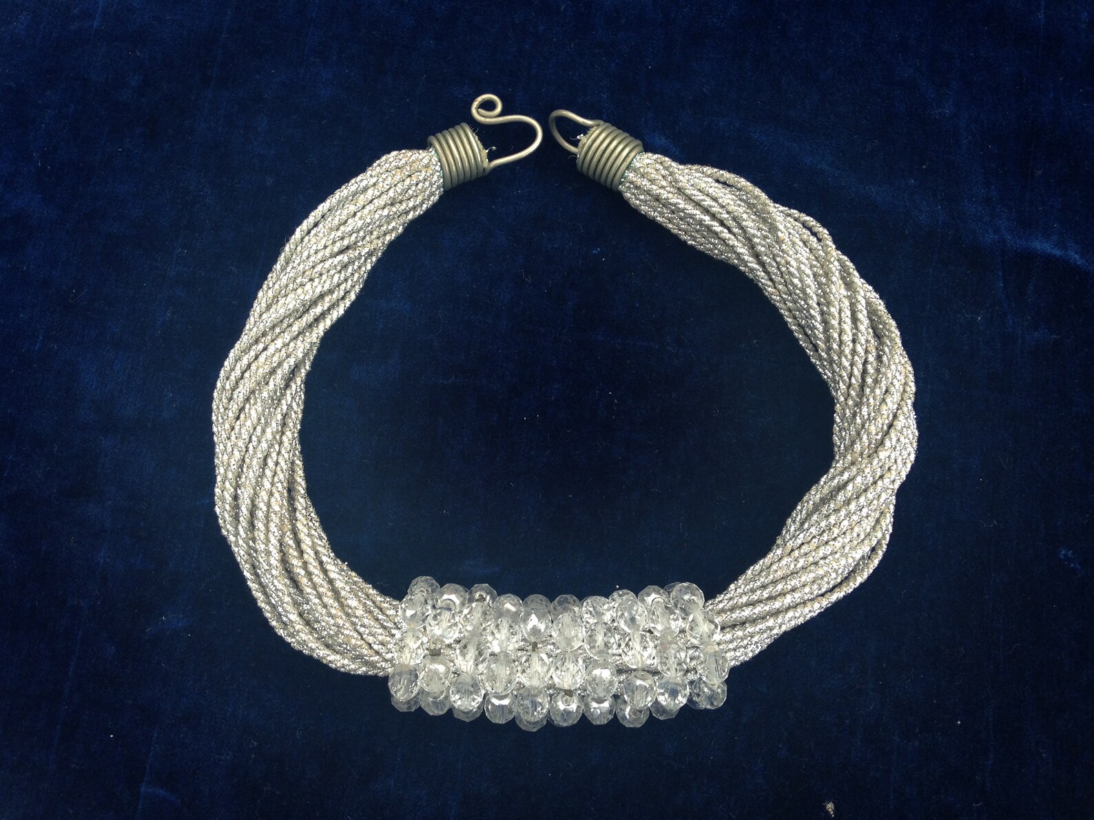 Silver Rope & Crystal necklace Etsy