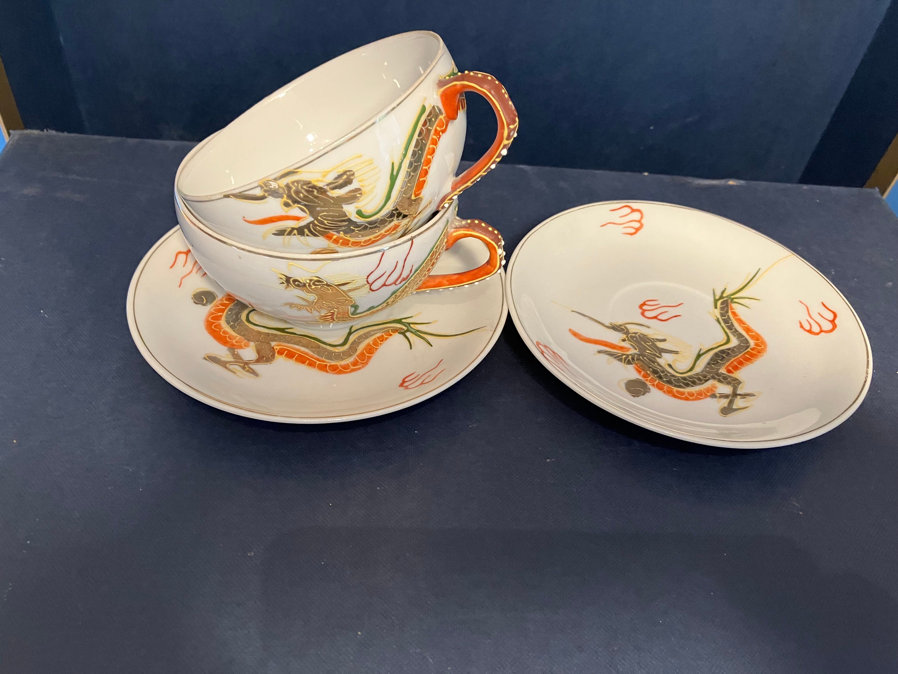 Japanese Tea Set Dragons in Eggshell - Etsy
