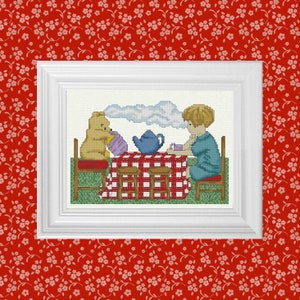 Afternoon Tea ~ Classic Winnie the Pooh Cross Stitch Pattern ~ Instant PDF Download