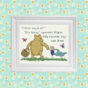 My Favorite Day ~ Classic Winnie the Pooh Cross Stitch Pattern ~ Instant PDF Download