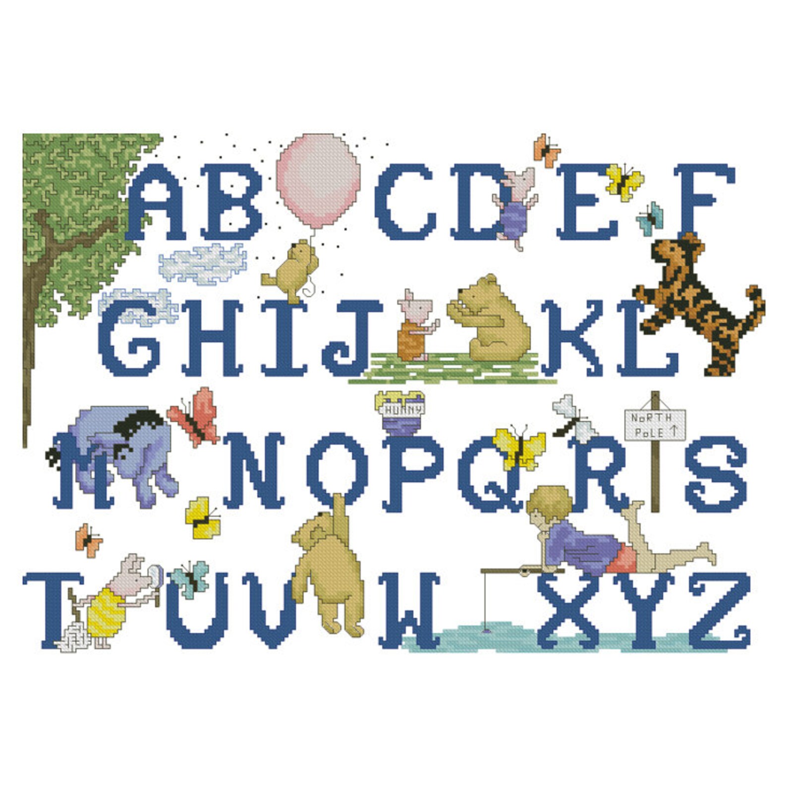 Alphabet Sampler Classic Winnie the Pooh Cross Stitch Pattern - Etsy