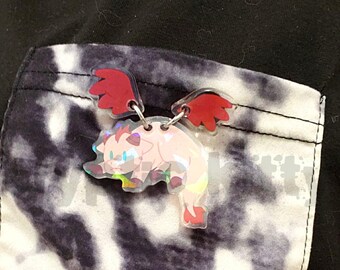Pin de dragón volador - Pin acrílico holográfico - Criaturas míticas - Fantasía - Animales