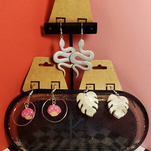 Nature Earrings Bundle - Cottagecore - Snake - Mushroom - Monstera Leaf - Bold Jewelry - Statement Jewelry