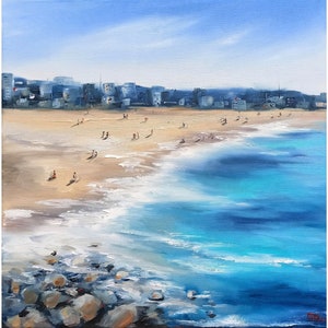 Kalifornien Gemälde Ocean Strand Original Kunst Meer Landschaft Gemälde auf Leinwand Quadratische Wandkunst 16 von 16 Zoll von GerDaPainting