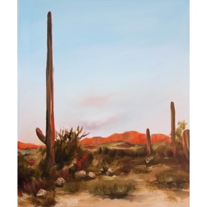Pintura de cacto do Arizona, arte original, pintura do deserto em tela, paisagem do sudoeste, arte de parede, 24 por 20&quot; por GerDaPainting