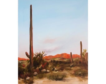 Arizona Painting Cactus Original Art Desert Painting on Canvas Landscape Southwestern Wall Art 24 by 20" by GerDaPainting