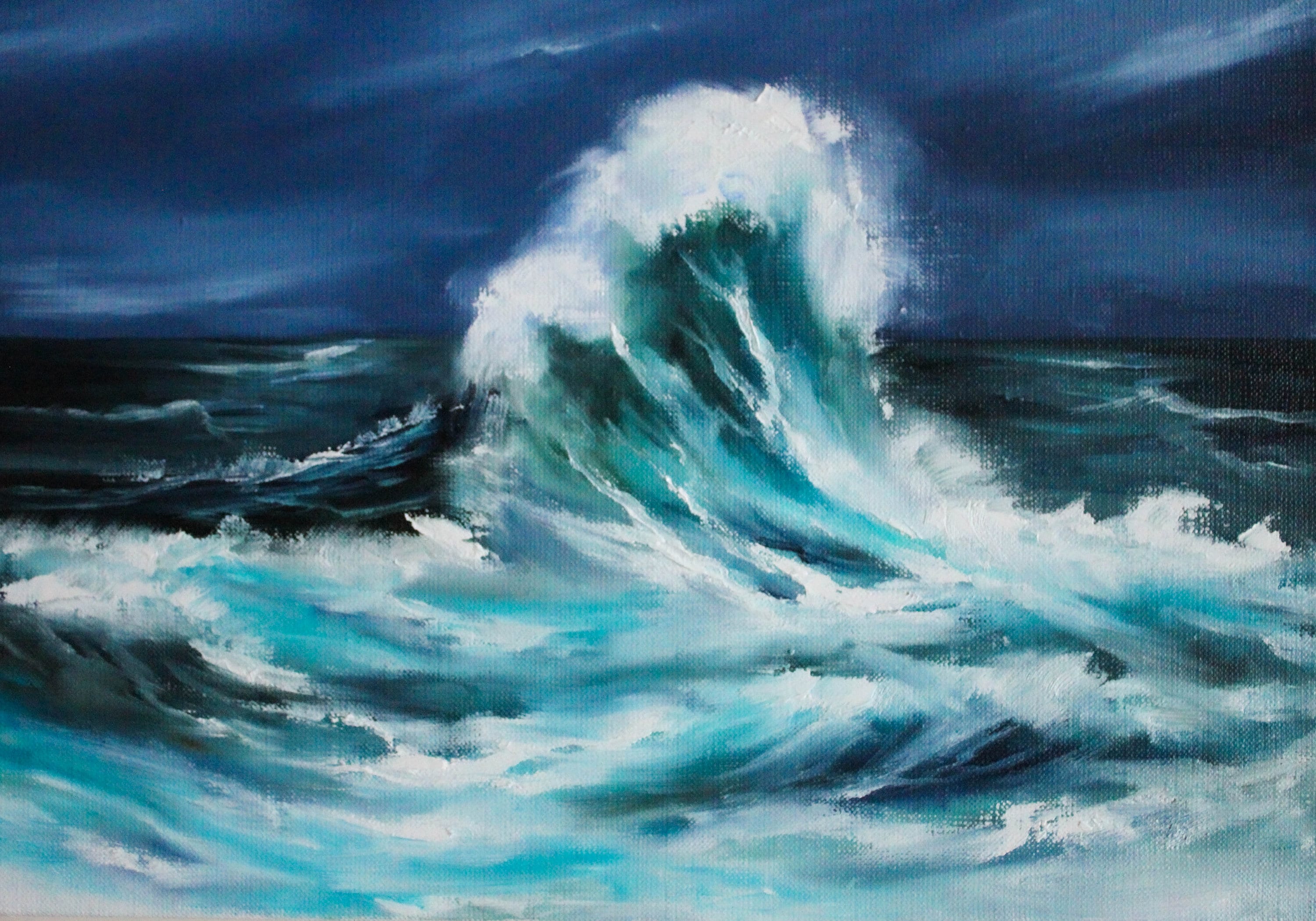 Ocean Wave Painting Original Art Storm Painting on Canvas | Etsy