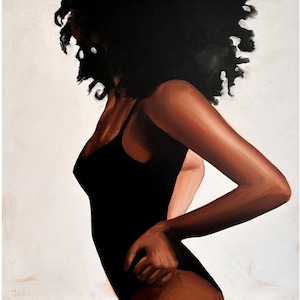 African Woman Art Afro Queen Painting Sexy Black Woman Portrait Painting on Canvas African American Original Art 24 by 24&quot; by GerDaPainting