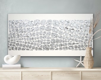 Silver White Textured ORIGINAL painting, Geometric Large Abstract Wall Art Palette knife Impasto Minimalist COMMISSION art 48”x24” Mix&Match