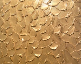 Textured Abstract gold painting, ORIGINAL art, thick palette knife Impasto wall art home decor, 20x20"- by Susanna Shap