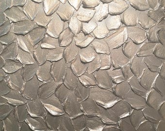 ORIGINAL Textured Silver Painting Abstract , Impasto Art on Canvas, 20x20 Susanna Shap