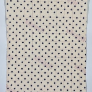 May include: A sheet of small, square stickers with a cream-colored background and evenly spaced dark blue polka dots. The stickers are arranged in a grid pattern, and the sheet is enclosed in a clear plastic sleeve.
