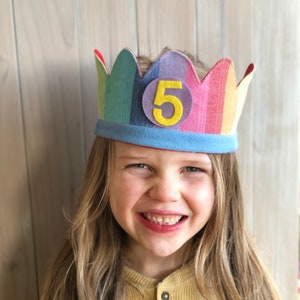 Rainbow Birthday Crown with Interchangeable Age Badges, Made From Wrap Scrap