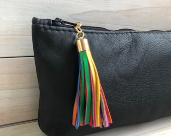 Rainbow Leather Keyring/Tassel