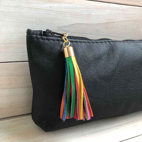 Rainbow Leather Keyring/Tassel