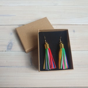 Rainbow Leather Tassel Earrings image 1