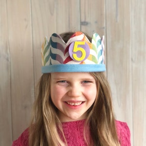 Rainbow Birthday Crown with Interchangeable Age Badges, Made From Tula Migaloo Wrap Scrap