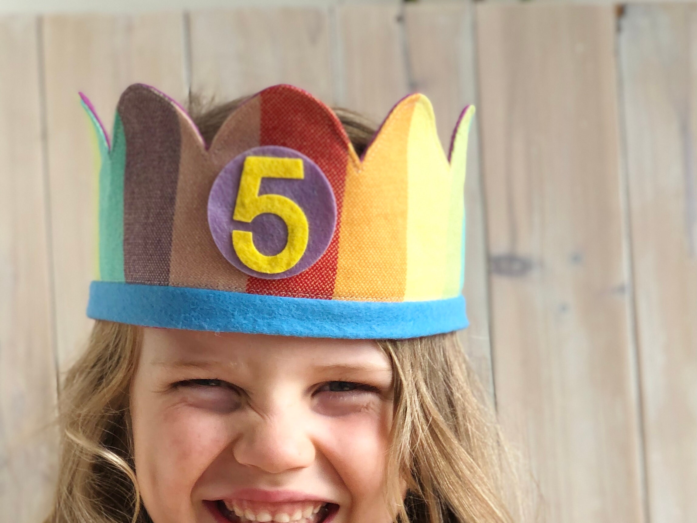 Rainbow Birthday Crown with Interchangeable Age Badges, Made From Wra…