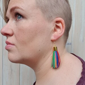 Rainbow Leather Tassel Earrings image 4