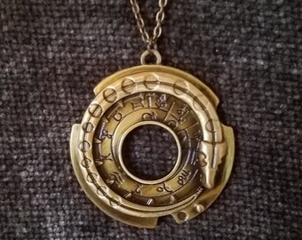 Antique Bronze Ouroboros Auryn Norse Runes Pendant Necklace, Magic, Steampunk, Goth, Fantasy, Sci Fi, Nordic, Viking, Norse Mythology