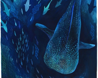 A2 Illustration Poster - Whale Shark (gouache and coloured pencils)