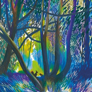 A3 Illustration Poster - Der Rest der Sonne: Silhouetten 2 (Buntstifte)