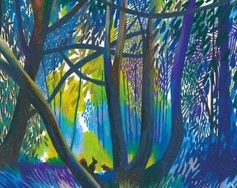A3 Illustration Poster - The remains of the sun: silhouettes 2 (coloured pencils)