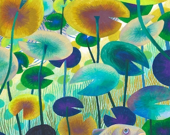 A3 Illustration Poster - The remains of the sun: lilies (coloured pencils)