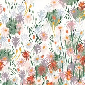 Cartolina floreale illustrata A6 - Margherite (matite colorate)