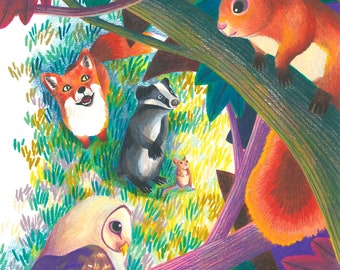 A3 Illustration Poster - The remains of the sun: joy (coloured pencils)