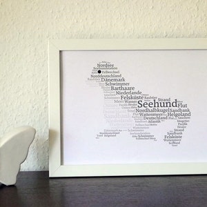 Poster, Geschenk, Sprücheposter, Wanddekoration, Word Art, personalisiert, Seehund, Nordsee, See, Meer, ungerahmt (Art.-Nr. PWA19)