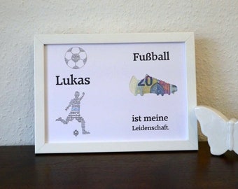 money gift, money, money packaging, gift, birthday, personalized, print, poster, football, footballer, football player, unframed